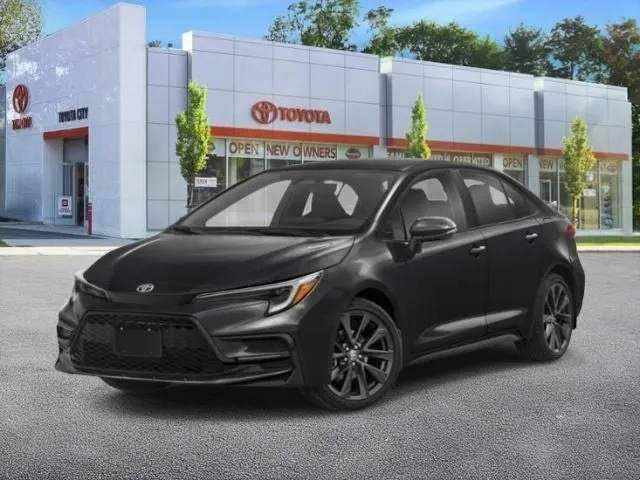 2026 Toyota Corolla SE in Midnight Black Metallic — front three-quarter view