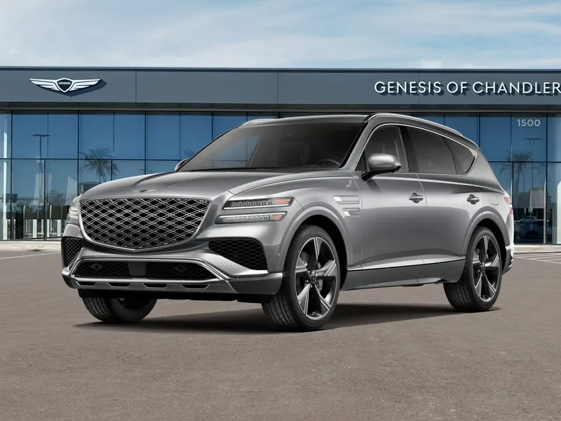 2026 Genesis GV80 3.5T PRESTIGE in Savile Silver — front three-quarter view