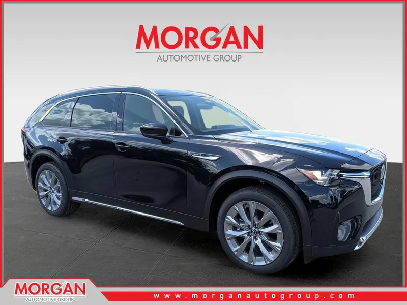 2026 Mazda CX-90 Premium Plus in Jet Black Mica — front three-quarter view
