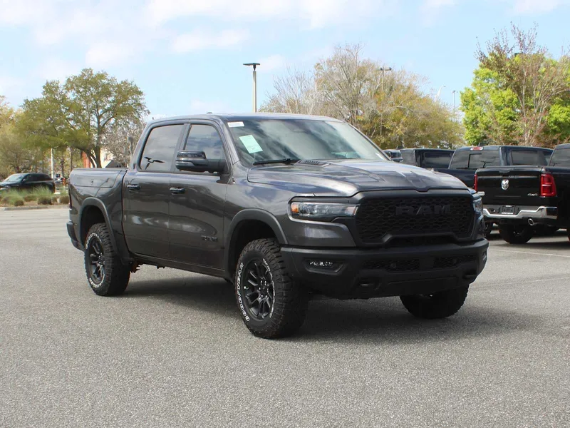 2026 RAM 1500 Rebel in Granite Crystal Metallic Clear-Coat Exterior Paint — front three-quarter view