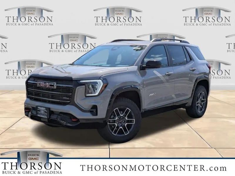 2026 GMC Terrain AT4 in Riverstone Metallic — front three-quarter view