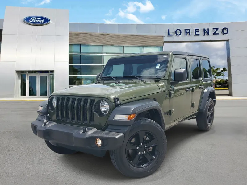 2021 Jeep Wrangler Unlimited Sport Altitude 4WD in Sarge Green Clearcoat — front three-quarter view