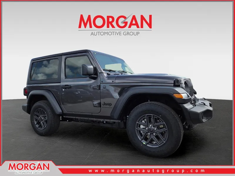 2026 Jeep Wrangler Sport S in Gray — front three-quarter view