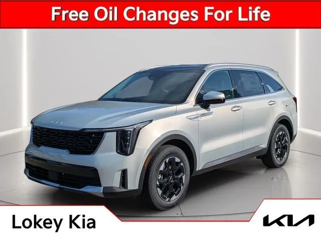 2026 Kia Sorento S in Ivory Silver — front three-quarter view