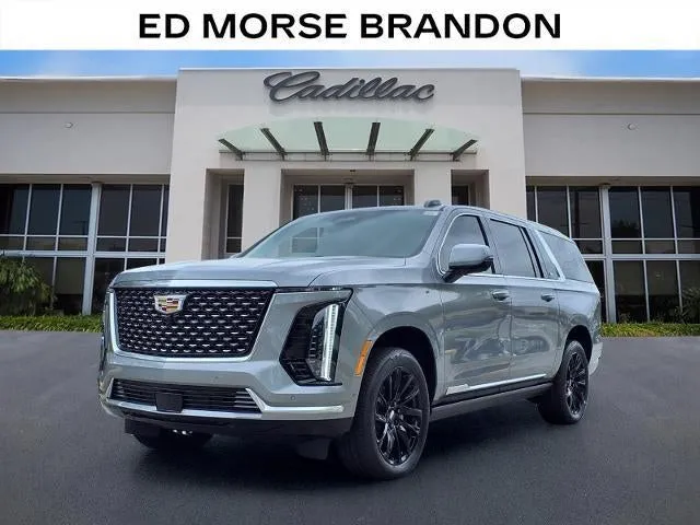 2026 Cadillac Escalade ESV Luxury in Argent Silver Metallic — front three-quarter view