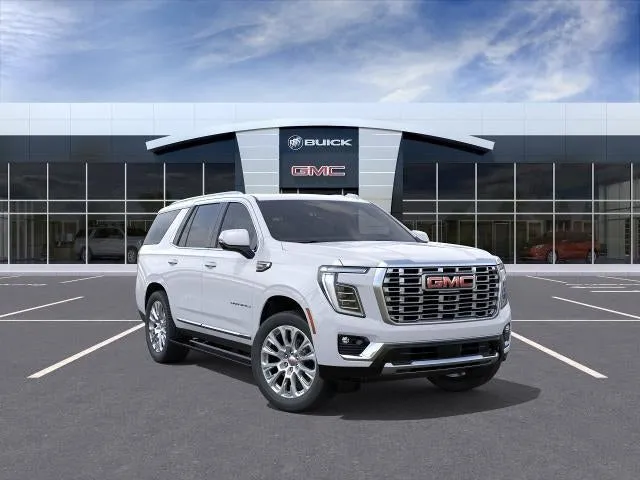 2026 GMC Yukon Denali in Glacier White Tricoat — front three-quarter view