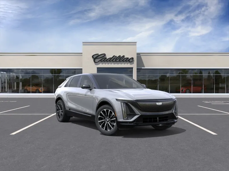2026 Cadillac LYRIQ Sport in Argent Silver Metallic — front three-quarter view