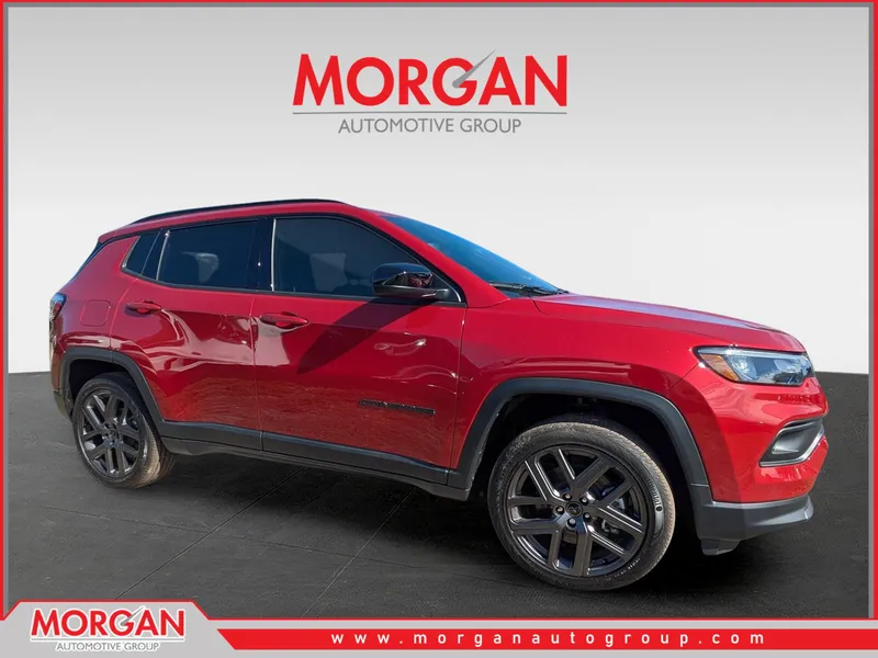 2026 Jeep Compass Latitude in Red — front three-quarter view