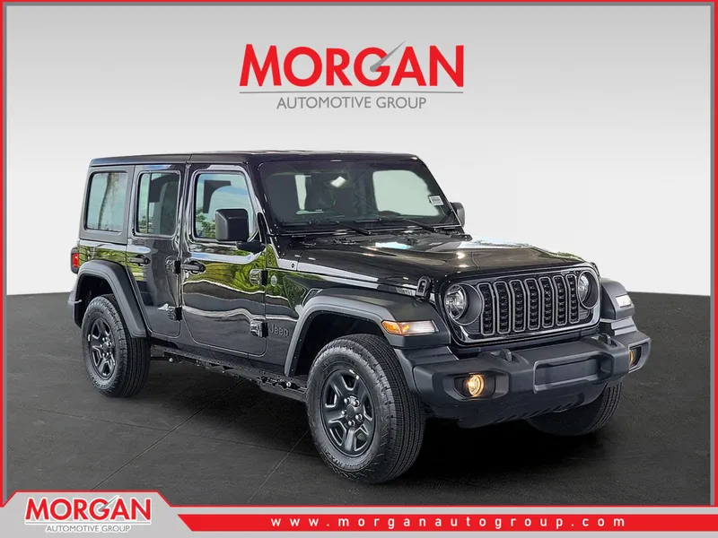 2026 Jeep Wrangler Sport in Black Clearcoat — front three-quarter view