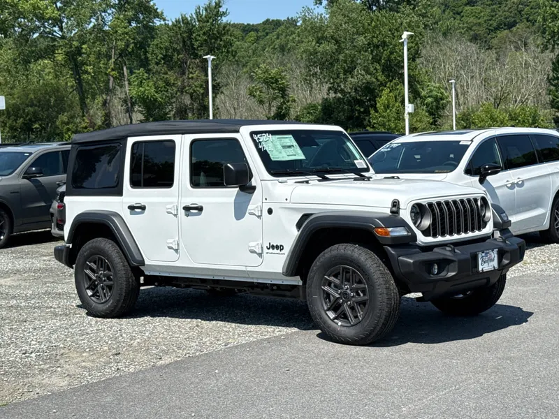 2026 Jeep Wrangler Sport S in Bright White Clearcoat — front three-quarter view