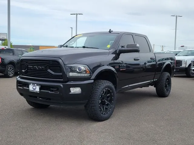 2018 RAM 2500 Laramie in Brilliant Black Crystal Pearlcoat — front three-quarter view