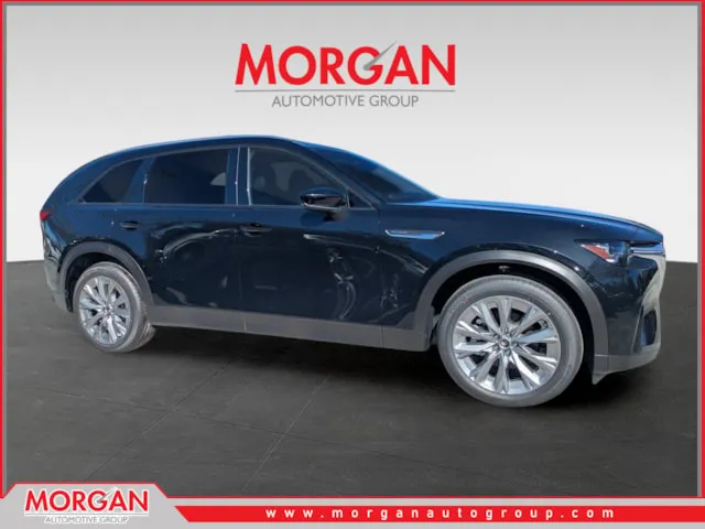 2026 Mazda CX-90 Preferred in Jet Black Mica — front three-quarter view