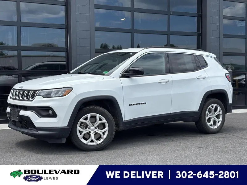 2024 Jeep Compass Latitude in Bright White Clearcoat — front three-quarter view