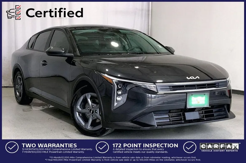 2025 Kia K4 in Interstellar Gray — front three-quarter view