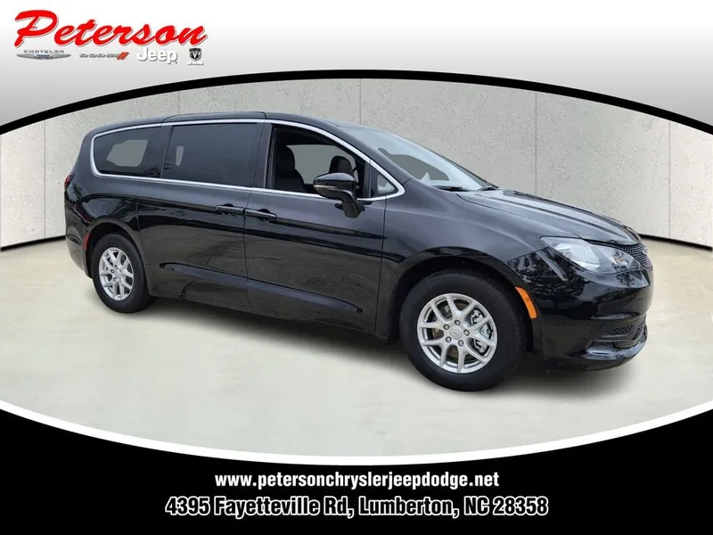 2026 Chrysler Voyager VOYAGER LX in Diamond Black Crystal Pearl-Coat Exterior Paint — front three-quarter view