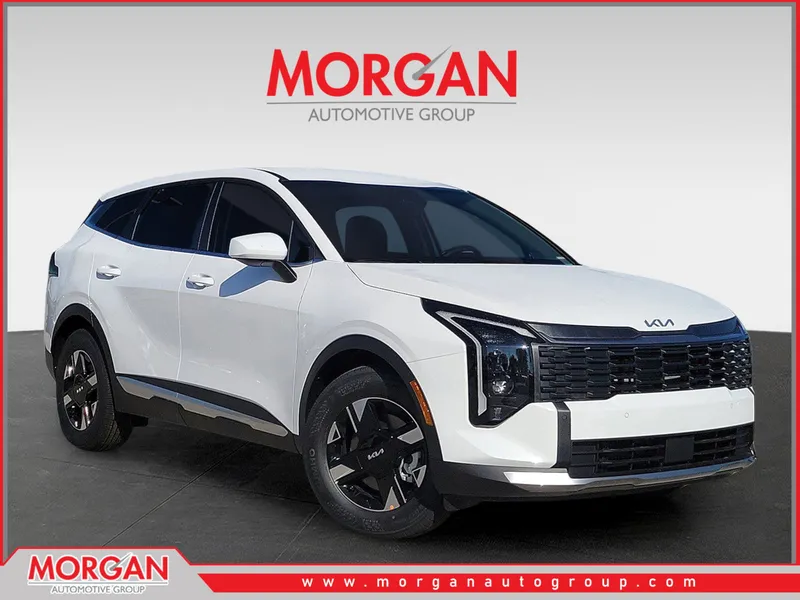 2026 Kia Sportage LX in Glacial White Pearl — front three-quarter view