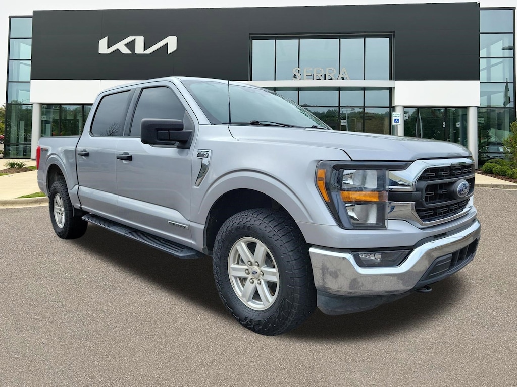 2023 Ford F-150 XLT in Iconic Silver — front three-quarter view