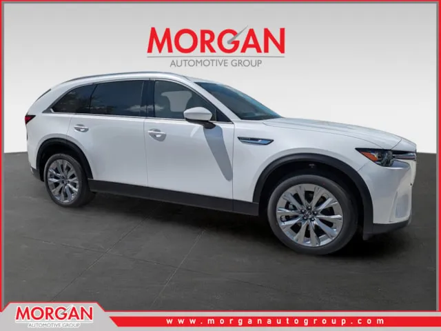 2026 Mazda CX-90 Preferred in Rhodium White Premium — front three-quarter view