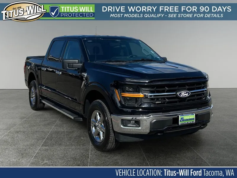 2025 Ford F-150 XLT in Black — front three-quarter view