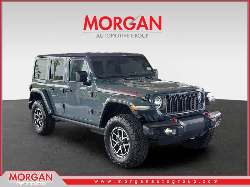 2026 Jeep Wrangler Rubicon in Anvil Clearcoat — front three-quarter view
