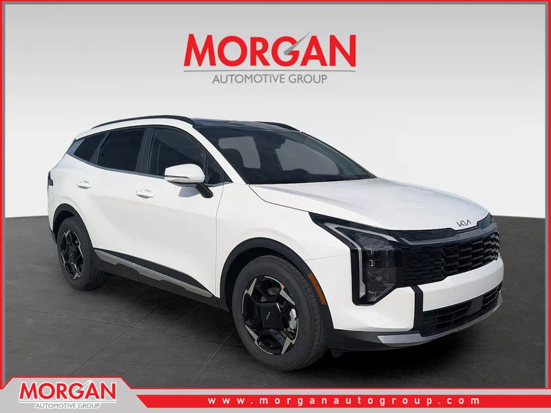 2026 Kia Sportage EX in Glacial White Pearl — front three-quarter view