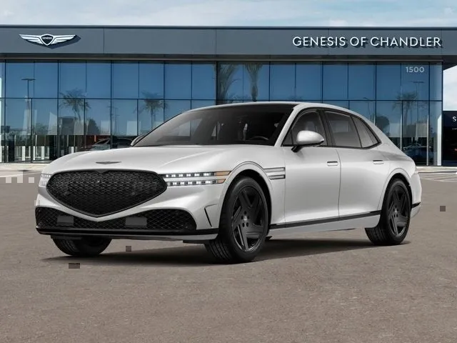 2026 Genesis G90 3.5T E-SC MHEV PRESTIGE BLACK in Uyuni White — front three-quarter view