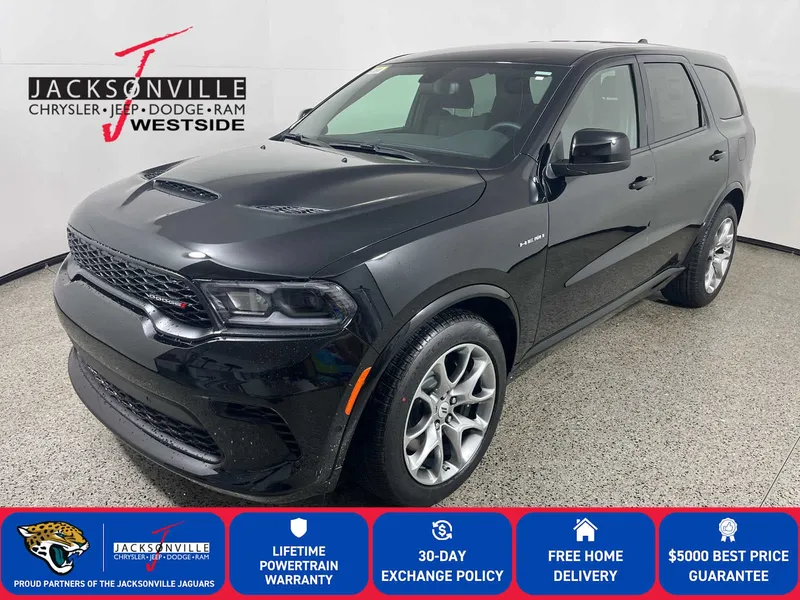 2026 Dodge Durango GT HEMI V8 in Diamond Black Clear-Coat Exterior Paint — front three-quarter view
