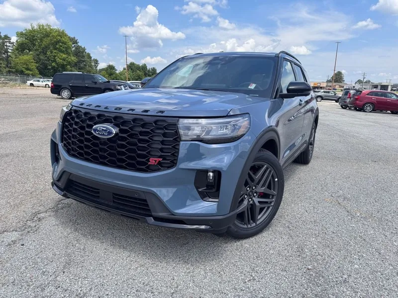 2026 Ford Explorer ST in Vapor Blue — front three-quarter view