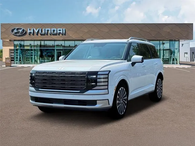 2026 Hyundai PALISADE Calligraphy AWD in White Pearl — front three-quarter view