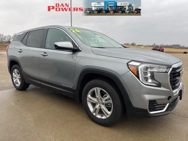 2024 GMC Terrain SLE in Sterling Metallic — front three-quarter view