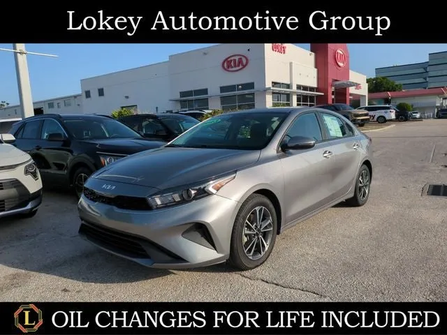 2023 Kia Forte LXS in Steel Gray — front three-quarter view