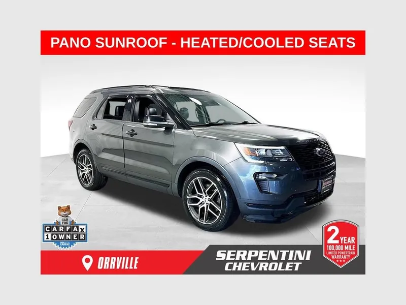 2019 Ford Explorer Sport in Gray — front three-quarter view