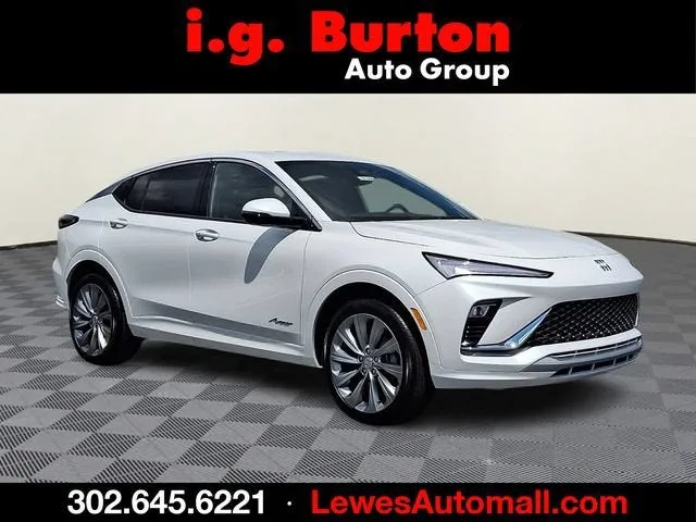 2026 Buick Envista Avenir in White Frost Tricoat — front three-quarter view