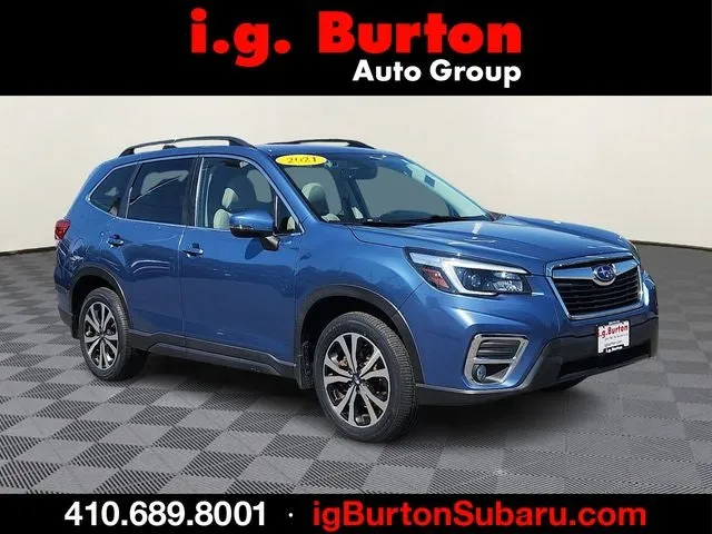 2021 Subaru Forester Limited in Horizon Blue — front three-quarter view