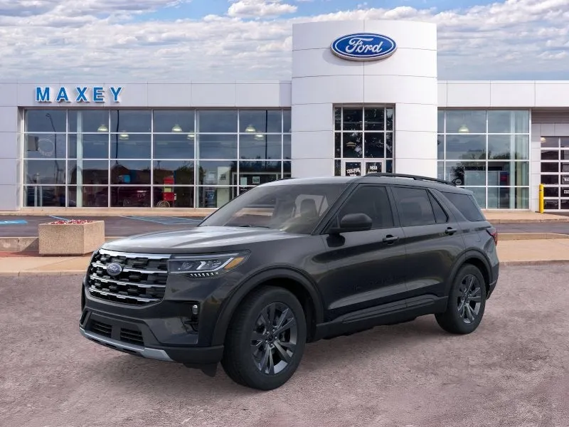 2026 Ford Explorer Active in Agate Black Metallic — front three-quarter view