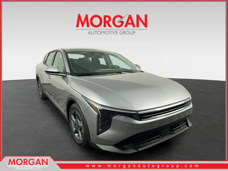2026 Kia K4 LXS in Steel Gray — front three-quarter view