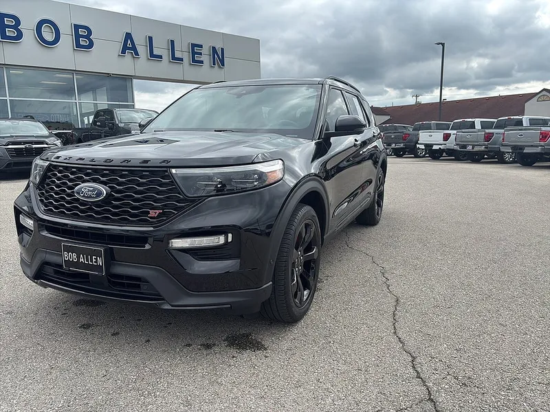 2022 Ford Explorer ST in Agate Black — front three-quarter view