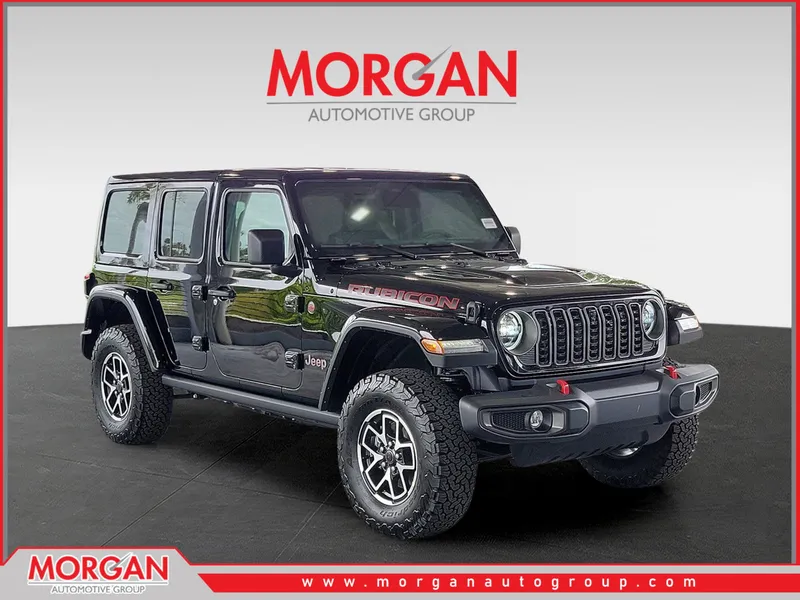 2026 Jeep Wrangler Rubicon in Black Clearcoat — front three-quarter view