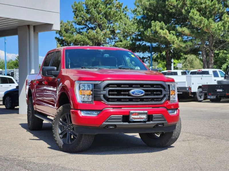 2022 Ford F-150 XLT in Red Metallic — front three-quarter view