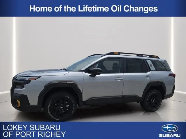 2026 Subaru Outback Wilderness in Ice Silver Metallic — front three-quarter view
