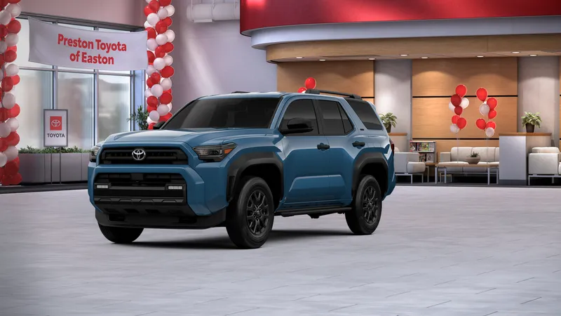 2026 Toyota 4Runner SR5 in Heritage Blue — front three-quarter view