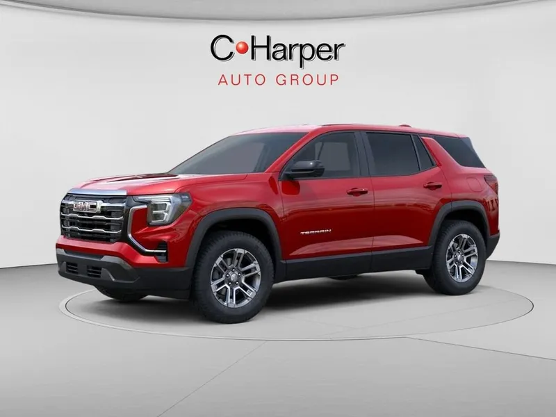 2026 GMC Terrain Elevation in Volcanic Red Tintcoat — front three-quarter view