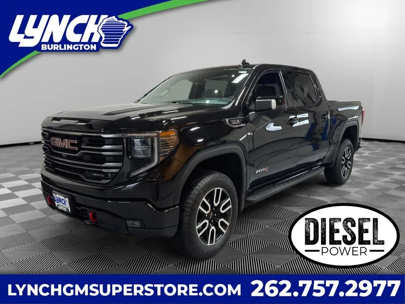 2025 GMC Sierra 1500 AT4 in Onyx Black — front three-quarter view