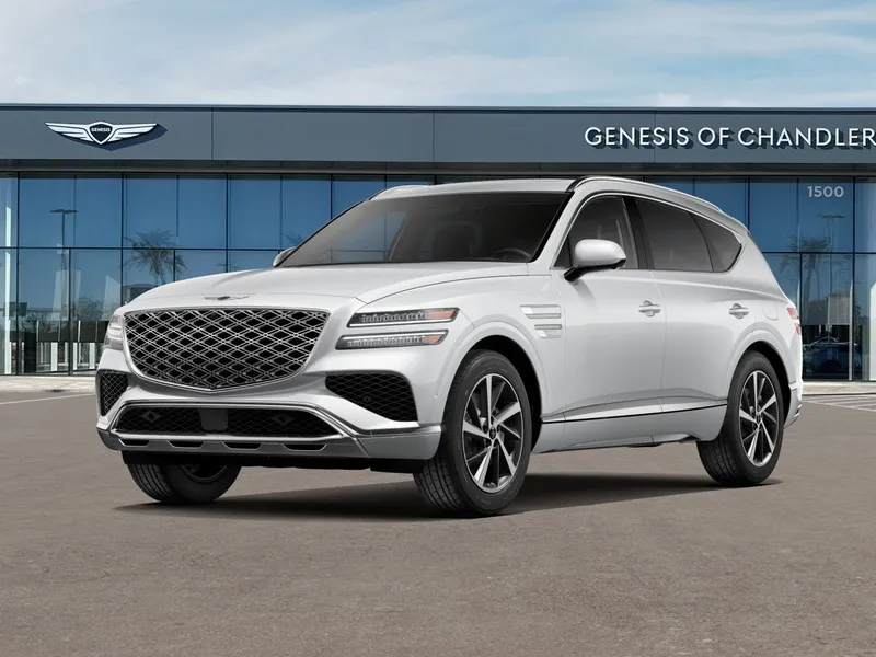 2026 Genesis GV80 3.5T ADVANCED in Alta White — front three-quarter view
