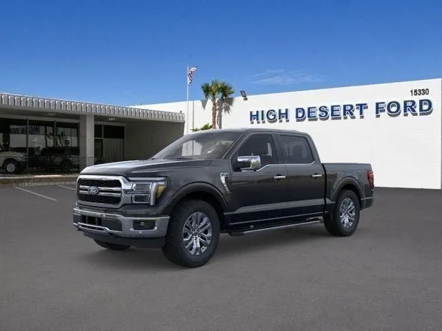 2025 Ford F-150 Lariat in Agate Black Metallic — front three-quarter view