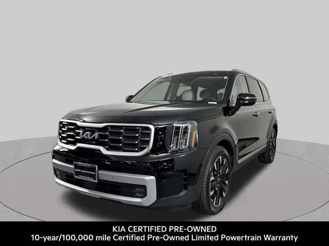 2023 Kia Telluride SX in Ebony Black — front three-quarter view