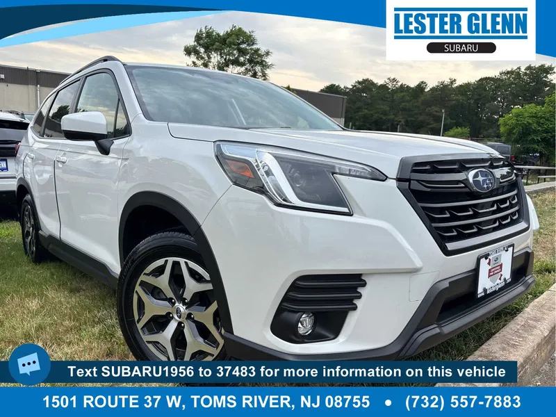 2024 Subaru Forester Premium in Crystal White Pearl — front three-quarter view