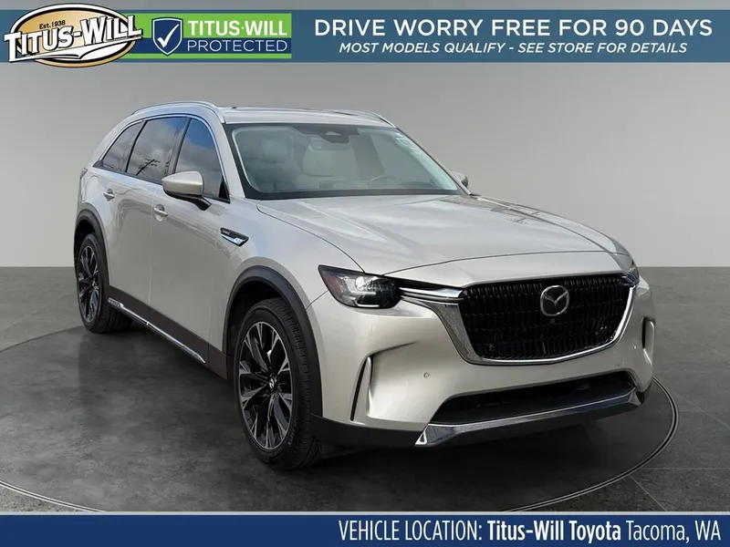 2024 Mazda Mazda CX-90 PHEV Premium Plus in Platinum Quartz — front three-quarter view