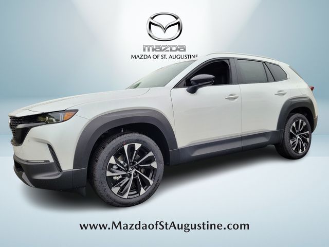2026 Mazda CX-50 Hybrid Premium Plus in Beige — front three-quarter view