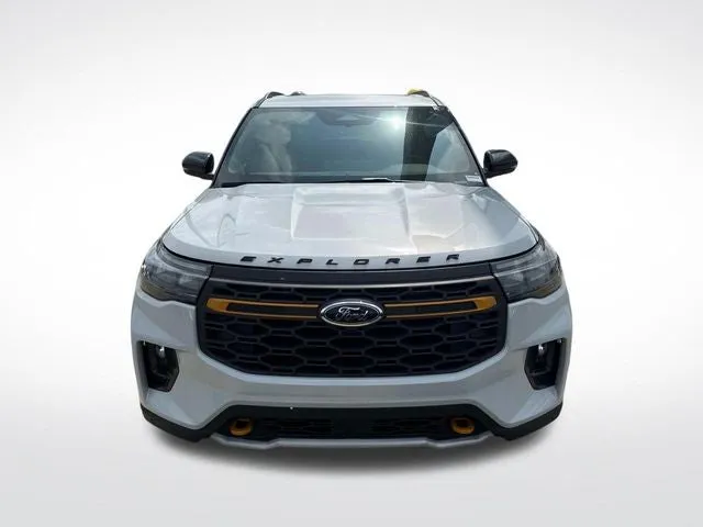 2026 Ford Explorer Tremor in White Metallic — front three-quarter view